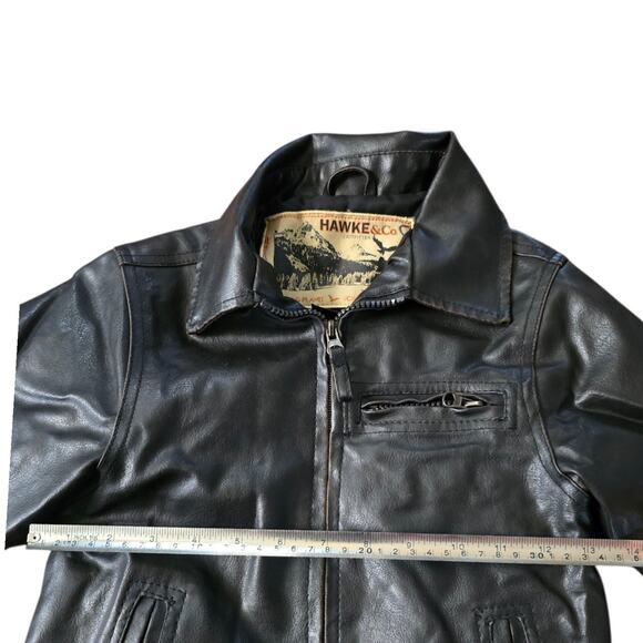 HAWKE & CO Outfitter Black Faux Leather Jacket Kid SZ 4T Motorcycle Biker Grease - Picture 6 of 9